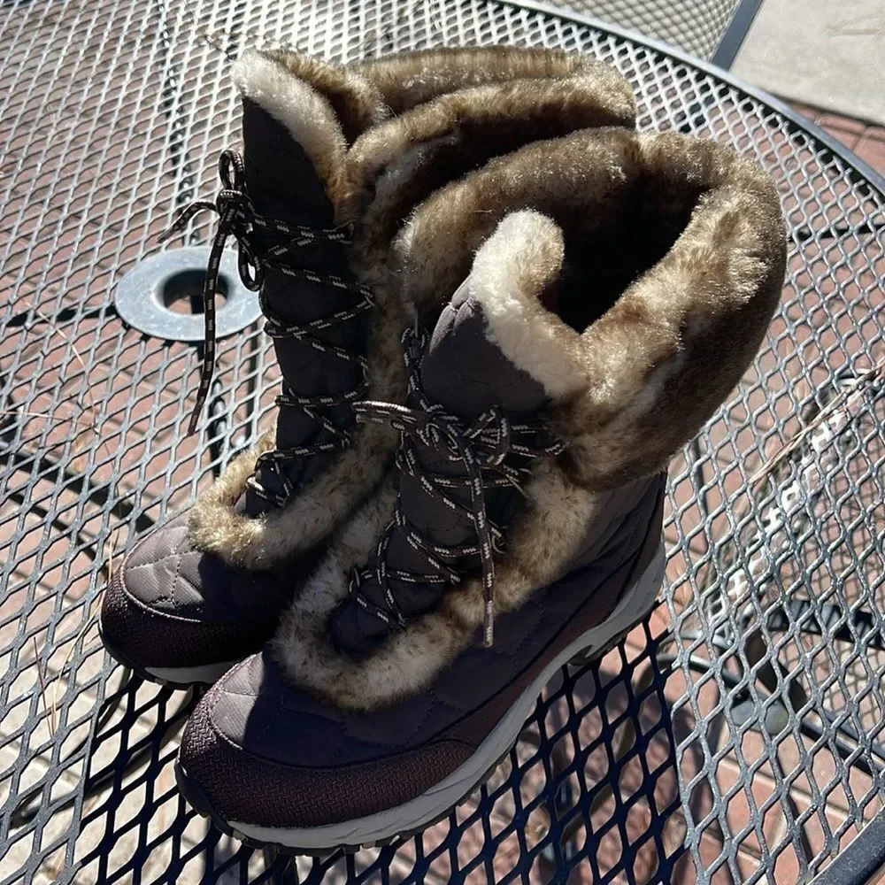 L. L. Bean Faux Fur Winter Snow Bootss Size 8.5 Brown